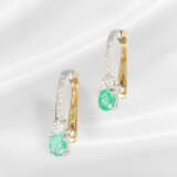 Stud earrings: vintage emerald/brilliant-cut diamo… - photo 2