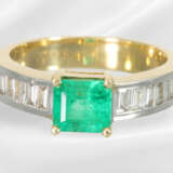 Ring: modern and solid emerald diamond gold ring, … - photo 4