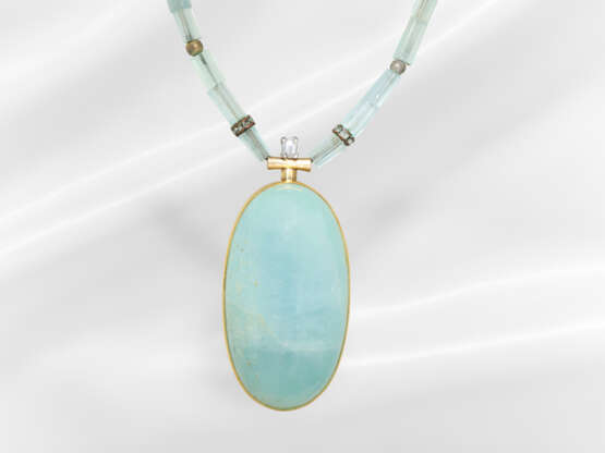 Chain/necklace: unique goldsmith work, aquamarine … - photo 6