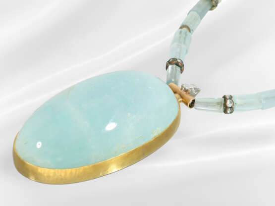 Chain/necklace: unique goldsmith work, aquamarine … - photo 3