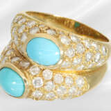 Ring: interesting vintage turquoise/brilliant-cut … - photo 3