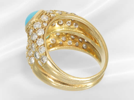 Ring: interesting vintage turquoise/brilliant-cut … - photo 4