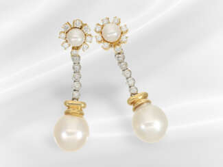 Earrings: very decorative vintage pearl/brilliant-…