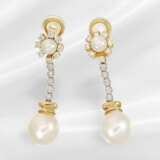 Earrings: very decorative vintage pearl/brilliant-… - фото 2