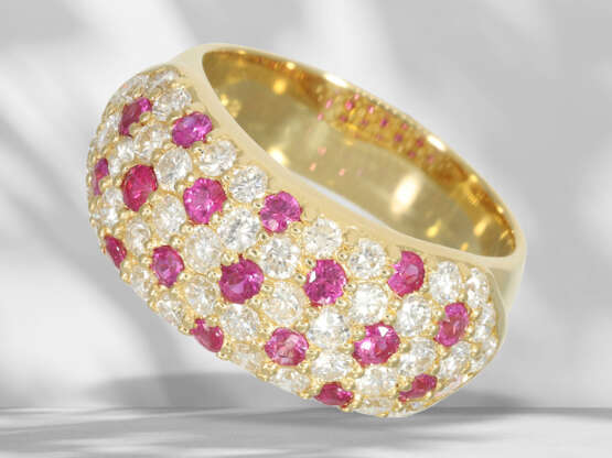 Ring: modern, like new cocktail ring with rubies a… - photo 1