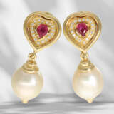 Earrings: vintage ruby brilliant-cut diamond golds… - фото 1