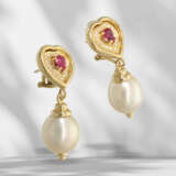 Earrings: vintage ruby brilliant-cut diamond golds… - фото 2