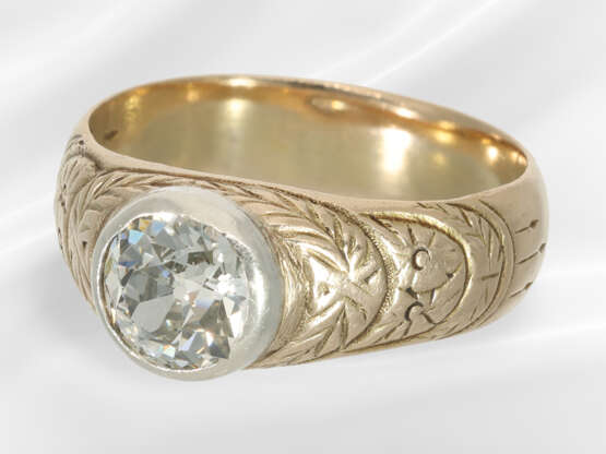 Ring: rare, antique gold jewellery ring with a bea… - photo 3