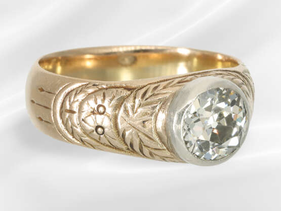 Ring: rare, antique gold jewellery ring with a bea… - photo 4