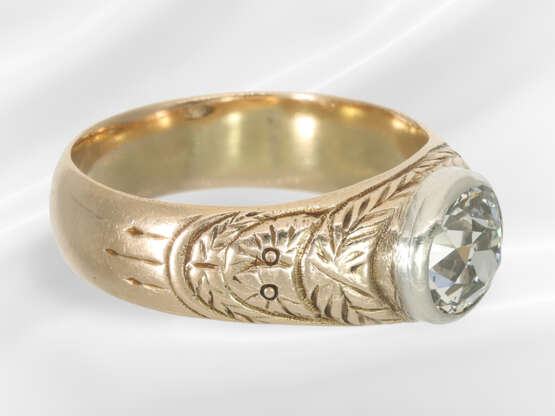 Ring: rare, antique gold jewellery ring with a bea… - photo 5