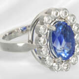 Ring: solid white gold sapphire/brilliant-cut diam… - фото 3