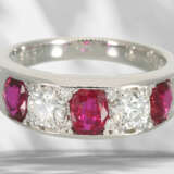 Ring: precious platinum ring with rubies and brill… - фото 2