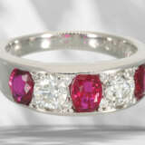 Ring: precious platinum ring with rubies and brill… - photo 3