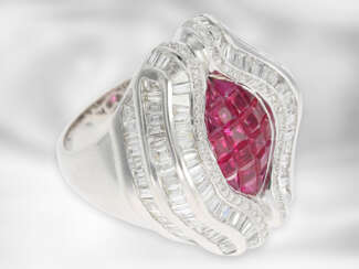 Ring: extravaganter luxuriöser Diamant/Rubinring, …