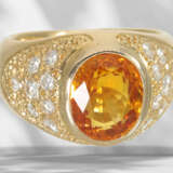 Ring: goldsmith ring with rare, intense orange sap… - фото 2