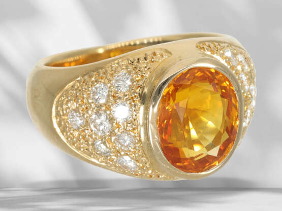 Ring: goldsmith ring with rare, intense orange sap… - фото 3