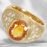 Ring: goldsmith ring with rare, intense orange sap… - фото 4