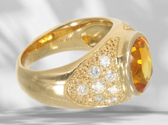 Ring: goldsmith ring with rare, intense orange sap… - фото 5