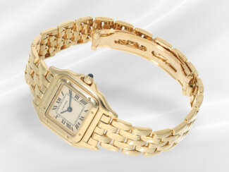 Armbanduhr: Luxuriöse Cartier Damenuhr in 18K Gold…