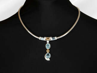 Chain: modern, high-quality aquamarine centrepiece…