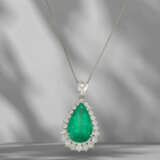 Chain/necklace with precious emerald pendant, plat… - фото 3