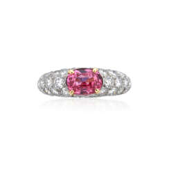 CARTIER PADPARADSCHA SAPPHIRE AND DIAMOND RING