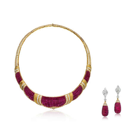 SET OF RUBY AND DIAMOND JEWELLERY - фото 1