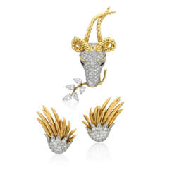 NO RESERVE - TIFFANY & CO. JEAN SCHLUMBERGER DIAMOND 'FLAME' EARRINGS AND 'GAZELLE' BROOCH