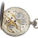 Taschenuhr: seltene Schweizer Schul-Uhr mit Niello-Gehäuse und Originalkette, Uhrmacherschule Fleurier, Pierre Fabbri 1926-1929 - photo 3