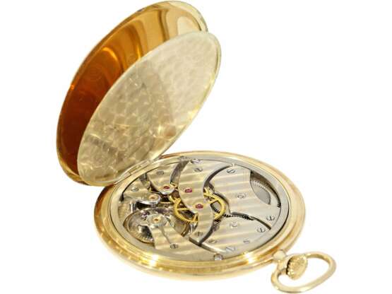 Taschenuhr: sehr schöne 14K Gold Frackuhr der Marke IWC, flache Bauform, aus dem Jahr 1928, mit Stammbuchauszug - фото 4