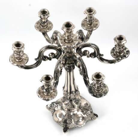 Paire de candelabres en argent. Verceil 1920. Silber 800 Neorococo At the turn of 19th -20th century - Foto 4
