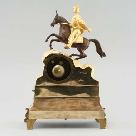 Mantel clock Cavalryman Gold metal Empire 19th century - photo 4