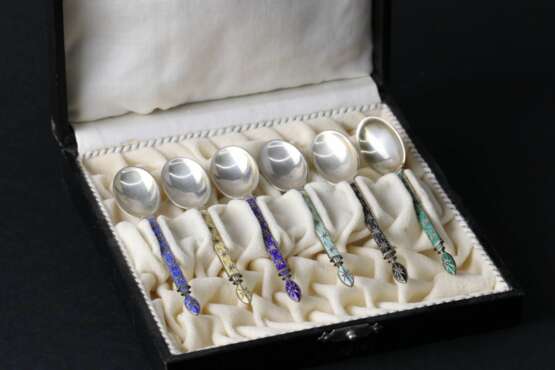 Set of silver spoons Enamel 20th century - photo 2