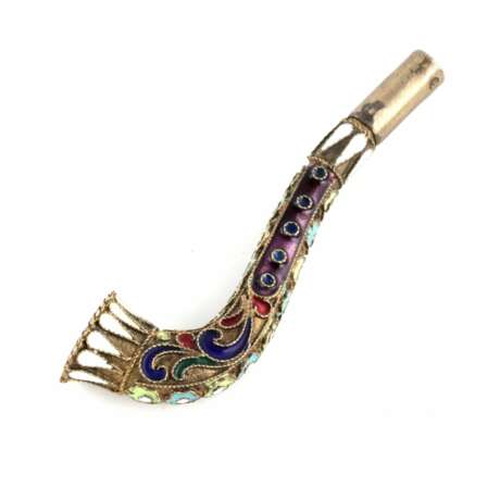 Cloisonne enamel silver mouthpiece. Russia 1920s. Gilding Early 20th century - photo 1