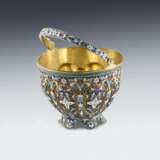 Sucrier russe en argent et email cloisonne. Silver 84 Cloisonné enamel Gilding Neo-Russian Early 20th century - photo 3