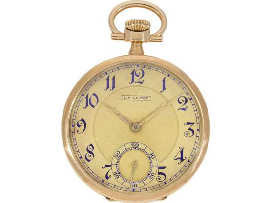 Taschenuhr: sehr ausgefallene und ausgesprochen schöne 14K Gold Lepine, Tissot für L.M. Lilpop Warschau, No. 9838, königlicher Uhrmacher, ca. 1915 - Foto 1