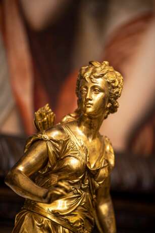 Pendule de chemin&eacute;e en bronze sertie de cand&eacute;labres. Vergoldete Bronze Napoleon III 19th century - Foto 5
