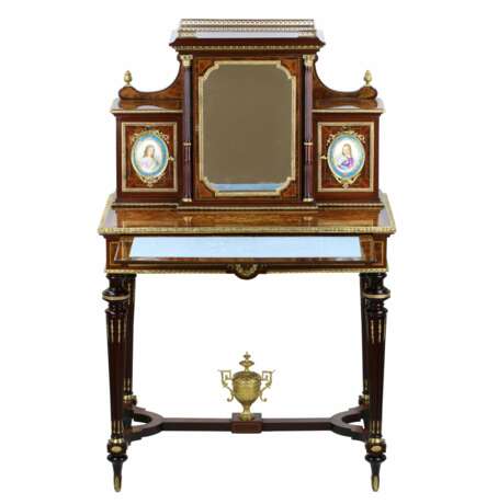 Ladies cabinet Bonheur du jour Polychrome painting Napoleon III At the turn of 19th -20th century - photo 4
