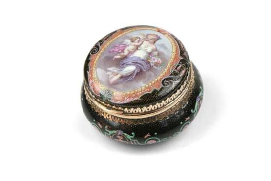 Compact de poudre doree. Violettes Paris vers 1860 Emaille Napoleon III 19th century - Foto 1