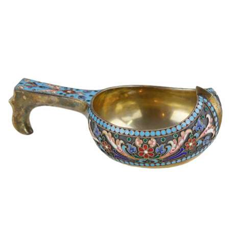 Russian silver kovsh Silver 84 Cloisonné enamel Gilding Neo-Russian At the turn of 19th -20th century - photo 1