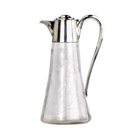 Jug in Art Nouveau style. Norton &amp; White Birmingham 1902. Silver Glass At the turn of 19th -20th century - photo 1