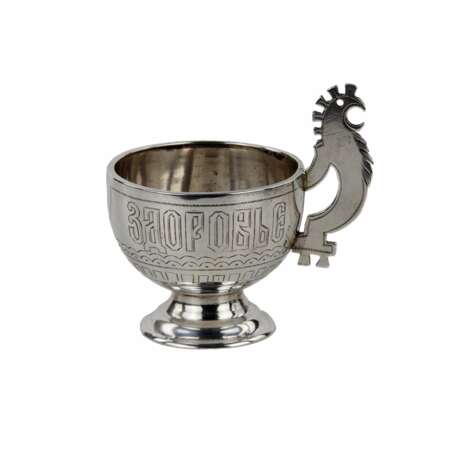 Изящный водочный набор из серебра в неорусском стиле мастерской С.М. Иконникова. Silver 84 Gilding 19th century г. - фото 11