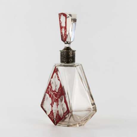 Carafe &agrave; liqueur en verre feuillete avec argent firme Khlebnikov. Silver 84 Crystal Eclecticism Late 19th century - Foto 2