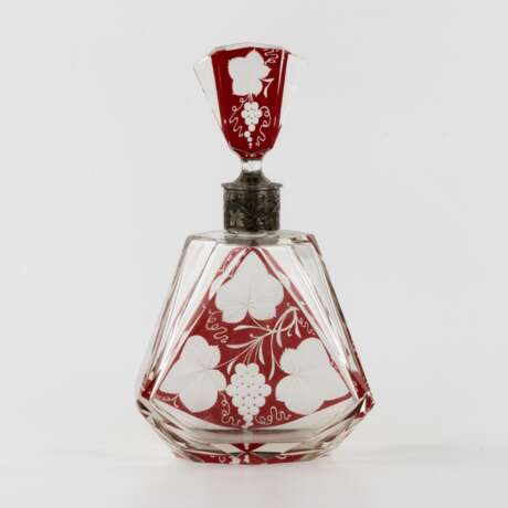 Carafe &agrave; liqueur en verre feuillete avec argent firme Khlebnikov. Silver 84 Crystal Eclecticism Late 19th century - Foto 4