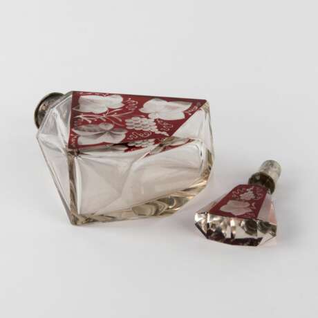 Carafe &agrave; liqueur en verre feuillete avec argent firme Khlebnikov. Silver 84 Crystal Eclecticism Late 19th century - Foto 6
