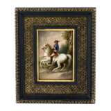 Porcelain plaque. Portrait of the equestrian monarch Peter the Great. 19th century. Porcelain Hand Painted Neo-baroque 19th century - photo 1