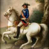 Porcelain plaque. Portrait of the equestrian monarch Peter the Great. 19th century. Porcelain Hand Painted Neo-baroque 19th century - photo 2