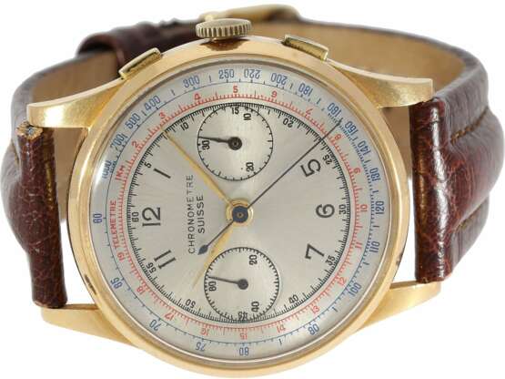 Armbanduhr: seltener "oversize 37,5mm" Chronograph in Roségold, "Chronometre Suisse" Ref. 51, ca. 1950 - фото 1