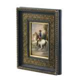 Porcelain plaque. Portrait of the equestrian monarch Peter the Great. 19th century. Porcelain Hand Painted Neo-baroque 19th century - photo 3