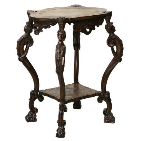 Table en bois sculpt&eacute; de style n&eacute;o-Roccoco du d&eacute;but du XIX&egrave;me si&egrave;cle. Naturholz Neorococo At the turn of 19th -20th century - Foto 1